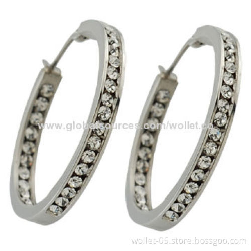 Latest 2014 Summer Fashion Hoop Earrings, Made in 316L Stainless Steel and CZ Stone